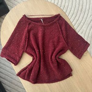 Free People Burgundy Crew Neck Sweater, size small